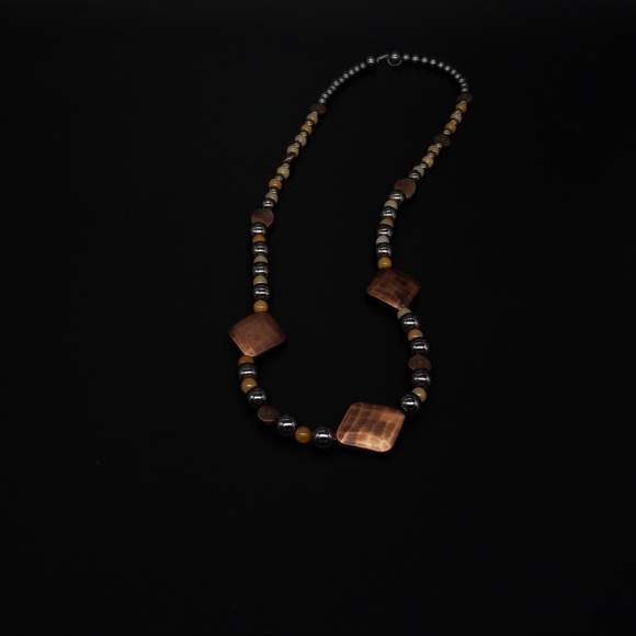 Copper, Hematite & Yellow Quartzite Bead Necklace - Picture 12 of 12